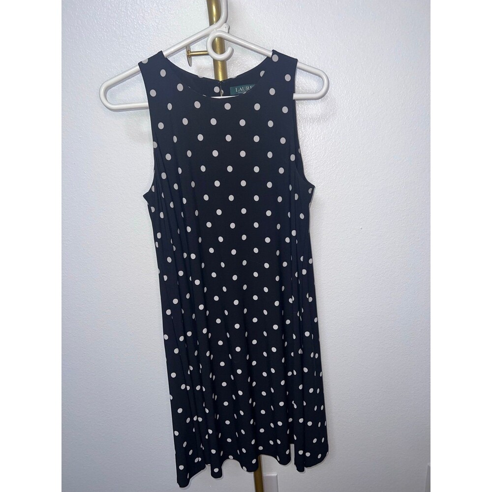 Ralph Lauren Dress, Size 10, Black with White Polka Dots
